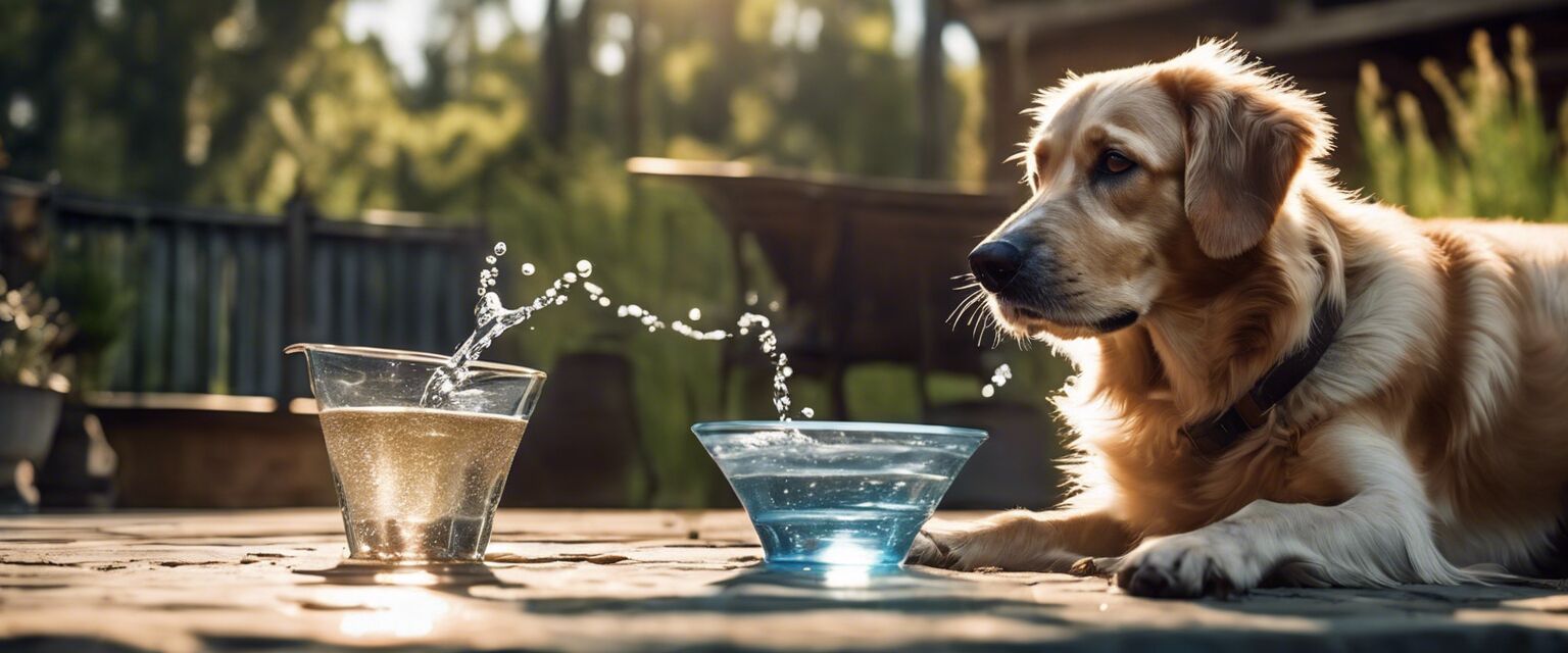 Dog hydrating with fresh water