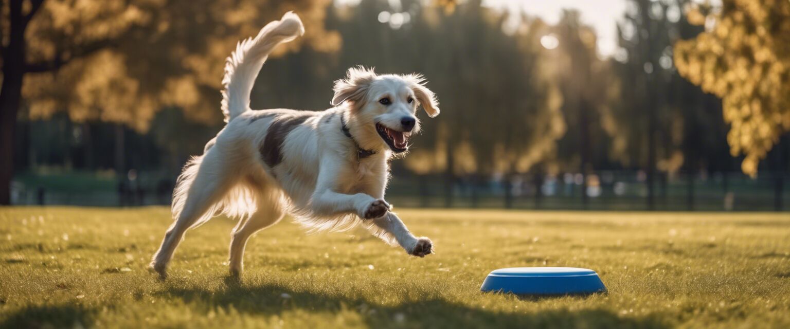 Dog playing with frisbee