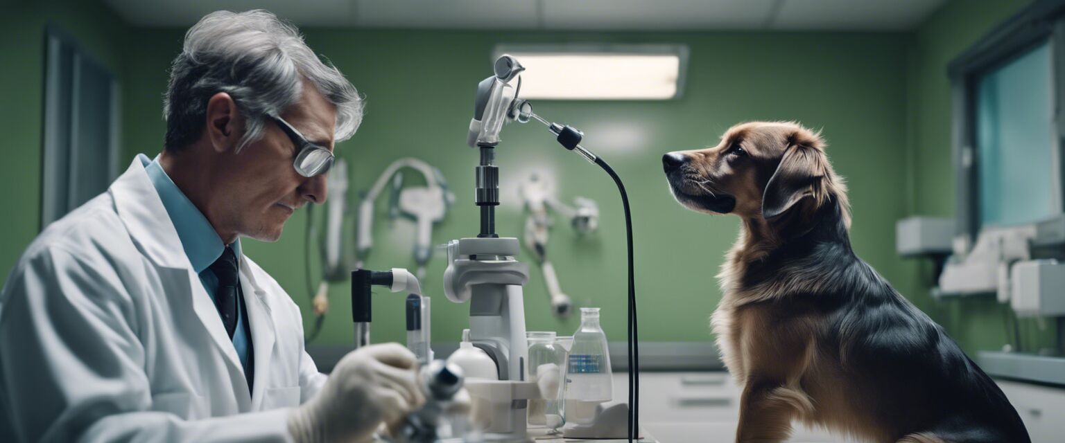 Veterinarian examining a dog