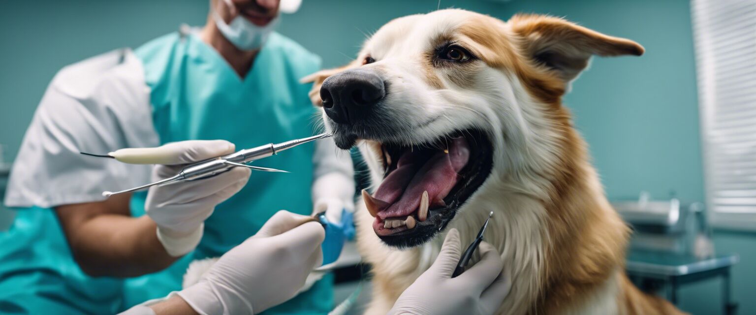 Dog at veterinary dental check-up